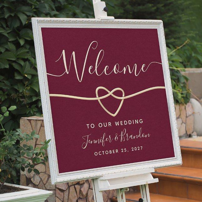 Elegant Script Burgundy Wedding Welcome Poster (Creator Uploaded)