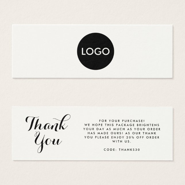 Elegant script business logo thank you insert card (Front & Back)