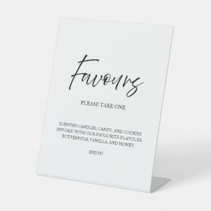 Elegant Script Calligraphy Favours White Wedding Pedestal Sign