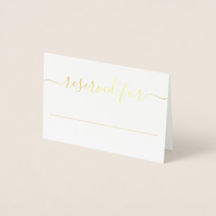 Elegant Script Calligraphy Gold Foil Wedding Place Card