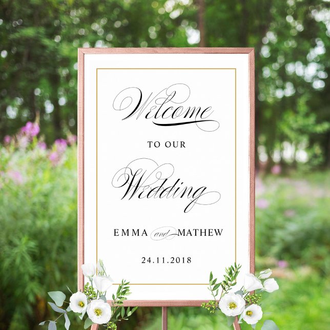 Elegant Script Calligraphy Gold Wedding Welcome Poster (Creator Uploaded)