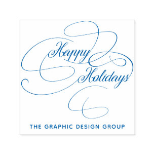 Elegant script calligraphy happy holidays self-inking stamp