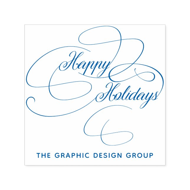 Elegant script calligraphy happy holidays self-inking stamp (Design)