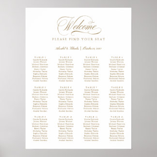 Elegant Script Calligraphy Minimal Seating Chart
