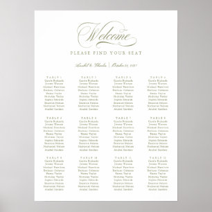 Elegant Script Calligraphy Minimal Seating Chart