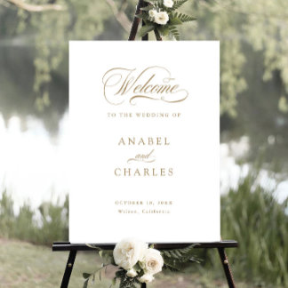 Elegant Script Calligraphy Minimal Welcome Sign