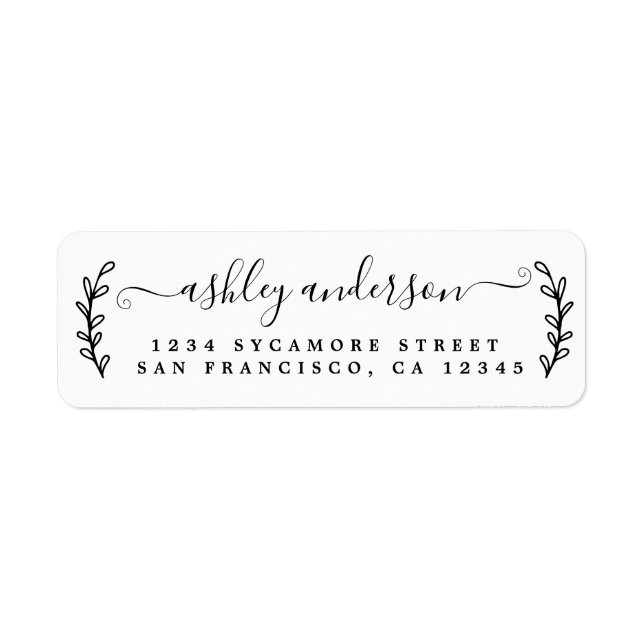 Elegant Script Calligraphy Name Return Address Label (Front)