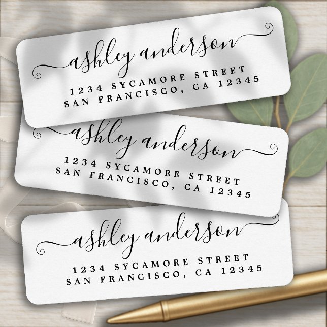 Elegant Script Calligraphy Name Return Address Label (Creator Uploaded)