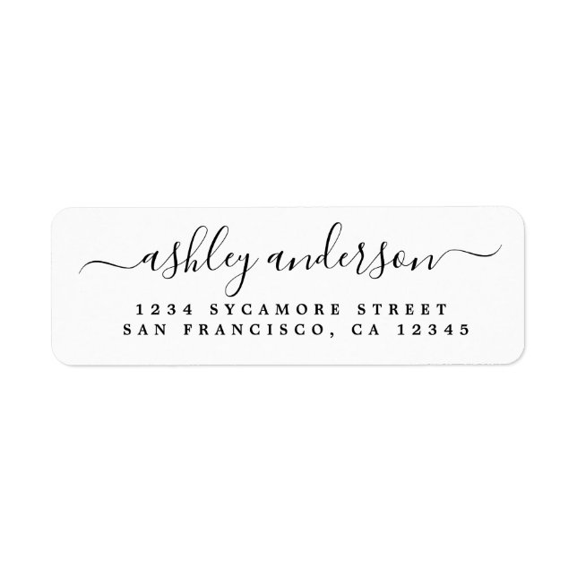 Elegant Script Calligraphy Name Return Address Return Address Label (Front)