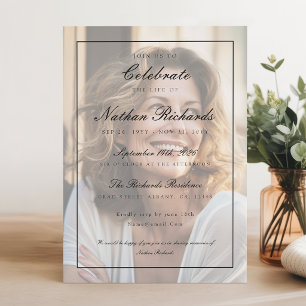Elegant Script Calligraphy Photo Funeral Program