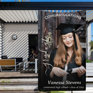 Elegant Script Calligraphy Photo Graduation Banner