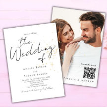 Elegant Script Calligraphy Photo QR Code Wedding