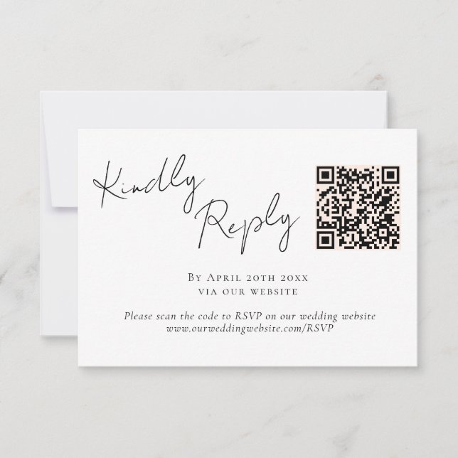 Elegant Script Calligraphy QR Code Wedding RSVP  (Front)