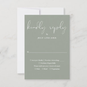 Elegant Script Calligraphy Sage Green Wedding RSVP Card
