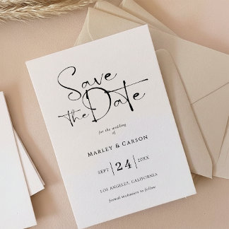 Elegant Script Calligraphy Save The Date Wedding Invitation