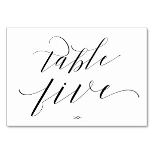 Elegant Script Calligraphy Table Five Reception Table Number