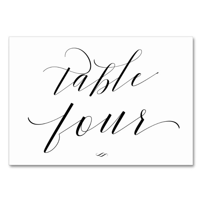 Elegant Script Calligraphy Table Four Reception Number (Front)