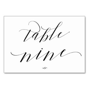 Elegant Script Calligraphy Table Nine Reception Table Number