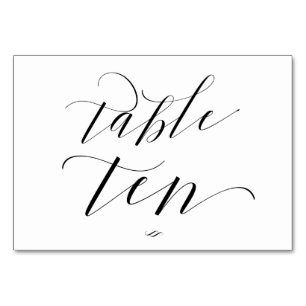 Elegant Script Calligraphy Table Ten Reception Table Number