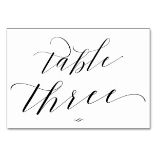 Elegant Script Calligraphy Table Three Reception Table Number