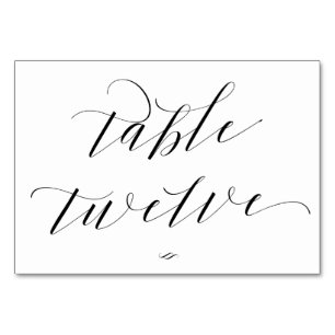 Elegant Script Calligraphy Table Twelve Reception Table Number
