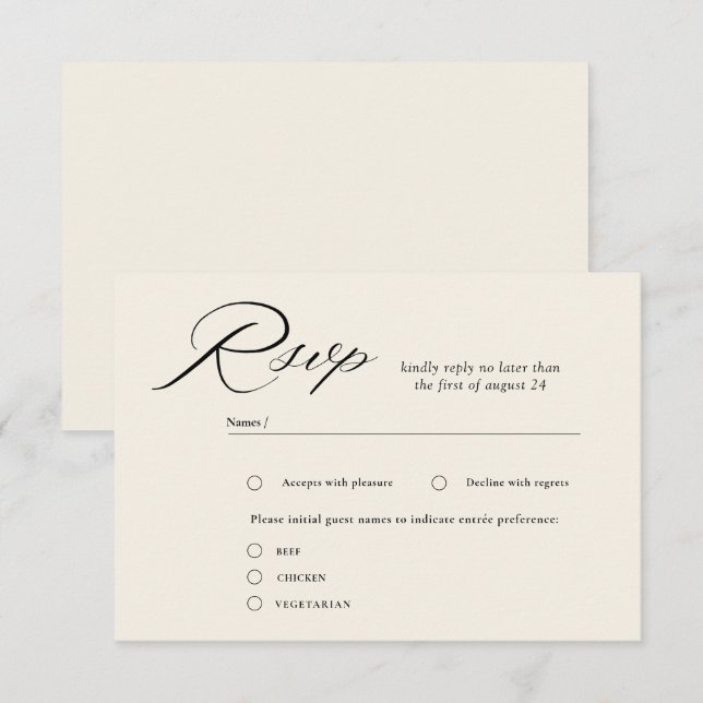 Elegant Script Calligraphy Wedding RSVP Cards (Front/Back)