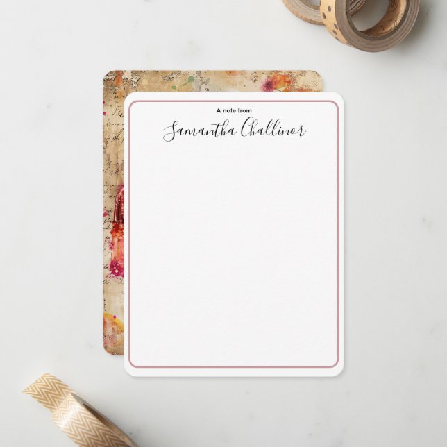 Elegant Script Calligraphy with Popsicles Card (Front/Back In Situ)