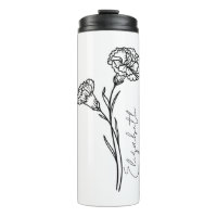 Elegant Script Carnation January Birth Flower Name