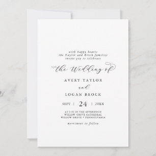 Elegant Script Casual Both Parents Hosting Wedding Invitation