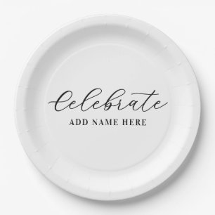 Elegant Script Celebrate Personalised Paper Plate