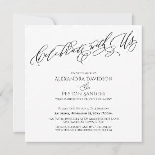 Elegant Script Celebrate with Us Black & White Invitation