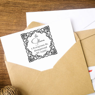 Elegant Script Celtic Knot Border Return Address Self-inking Stamp