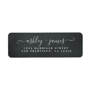 Elegant Script ChalkBoard Wedding Return Address Label