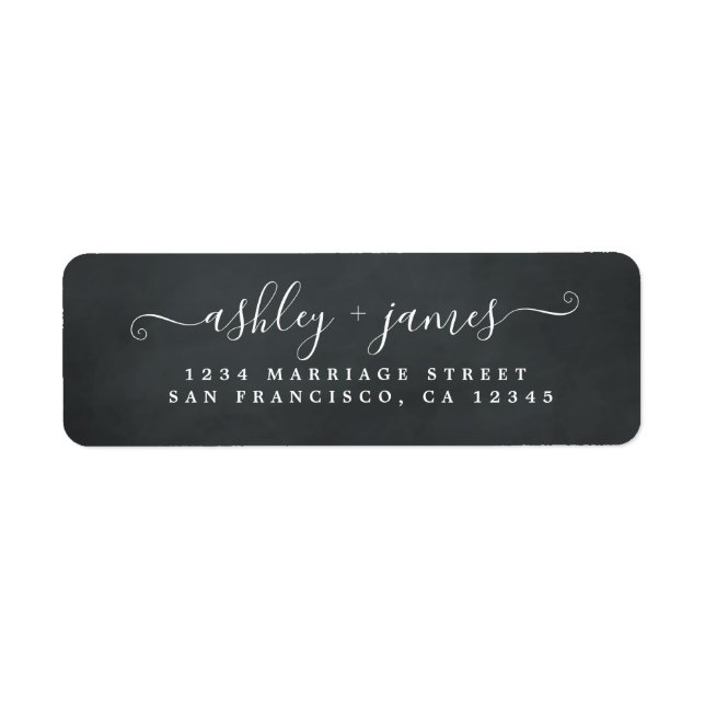 Elegant Script ChalkBoard Wedding Return Address Return Address Label (Front)