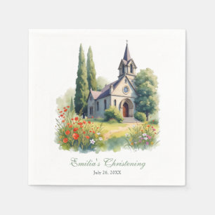 Elegant Script Charming Church Baptism Christening Napkin