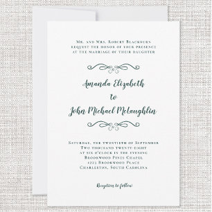 Elegant Script Chic Formal Wedding Emerald Green Invitation