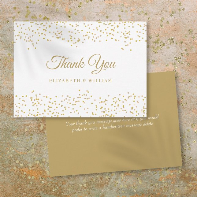 Elegant Script Chic Gold Dust Confetti Thank You Card (Elegant Script Chic Gold Dust Confetti Thank You Card)