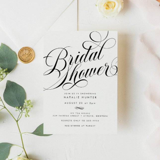 Elegant Script Chic Modern Bridal Shower Invitation (Creator Uploaded)