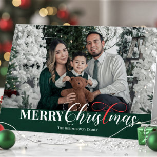 Elegant Script Christian Christmas Photo Folded Holiday Card