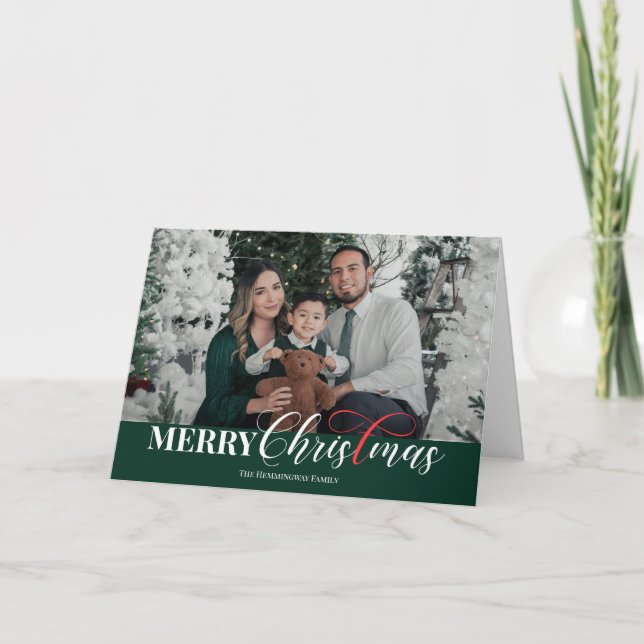 Elegant Script Christian Christmas Photo Folded  Holiday Card (Front)