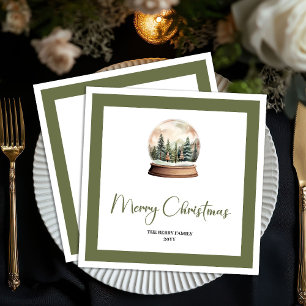 Elegant Script Christmas Ball Custom Name Napkins