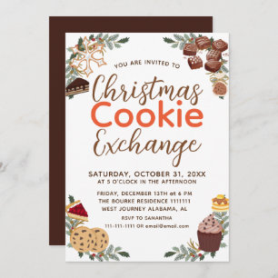 Elegant Script Christmas Cookie Exchange Party Invitation