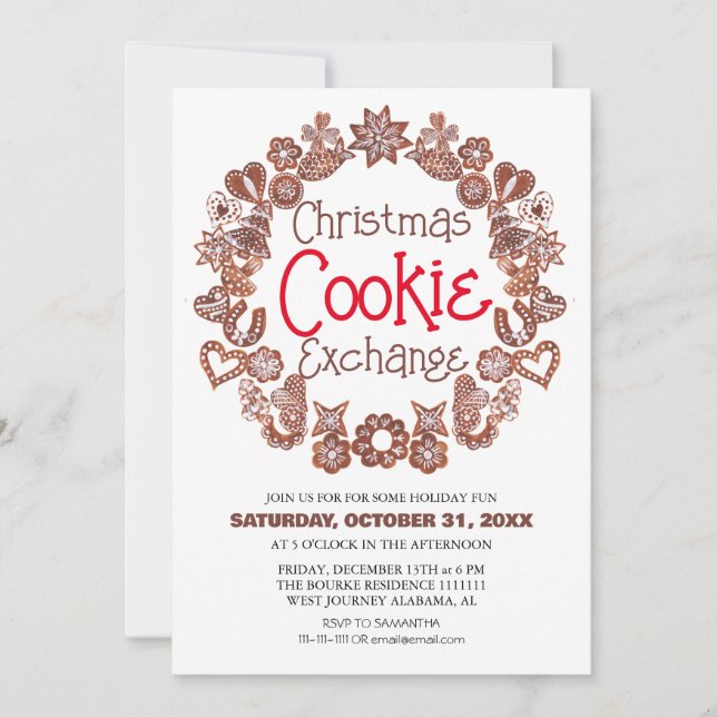 Elegant Script Christmas Cookie Exchange Party  Invitation (Front)