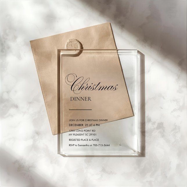 Elegant Script Christmas Dinner Acrylic Invitations (Creator Uploaded)