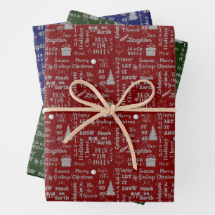 Elegant Script Christmas - Forest, Navy, Burgundy Wrapping Paper Sheet