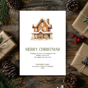 Elegant Script Christmas Ornament Neutral Holiday Card