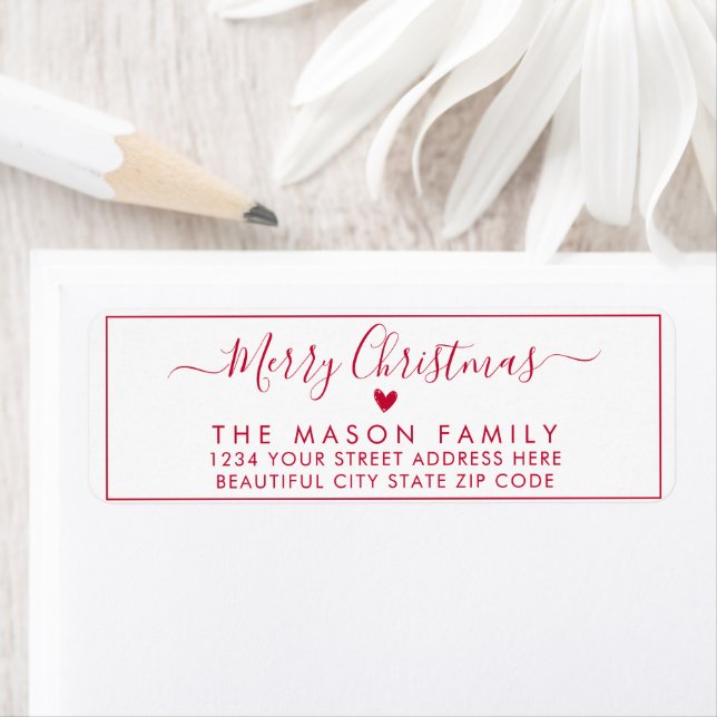 Elegant Script Christmas Return Address Label (Insitu)