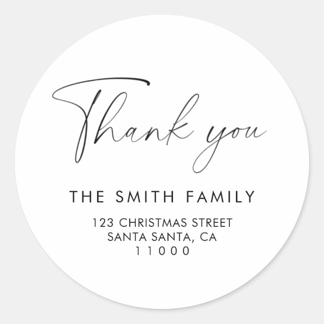 Elegant Script Christmas Thank you Classic Round Sticker (Front)