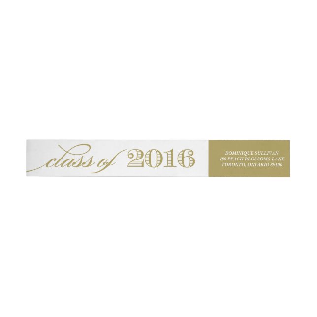 Elegant Script Class of 2016 | Gold Graduation Wrap Around Label (Individual)