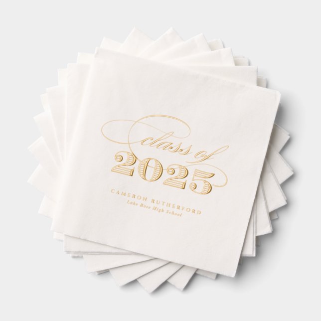 Elegant Script Class of 2025 Graduation Foil Napkins (Insitu (Stacked))